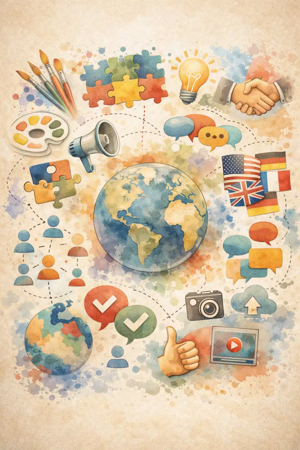 Paper planes flying over a map, symbolising international digital strategy and travel