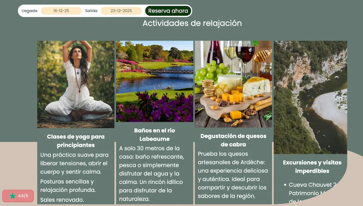 Guesthouse activities page