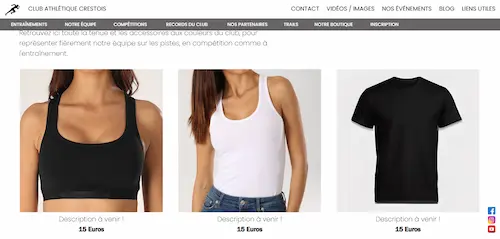 Online shop selling Crest Athletics Club clothing