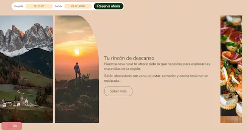 Guesthouse description page with warm orange background