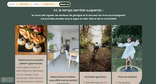 Activities page of La Moulinette guesthouse website
