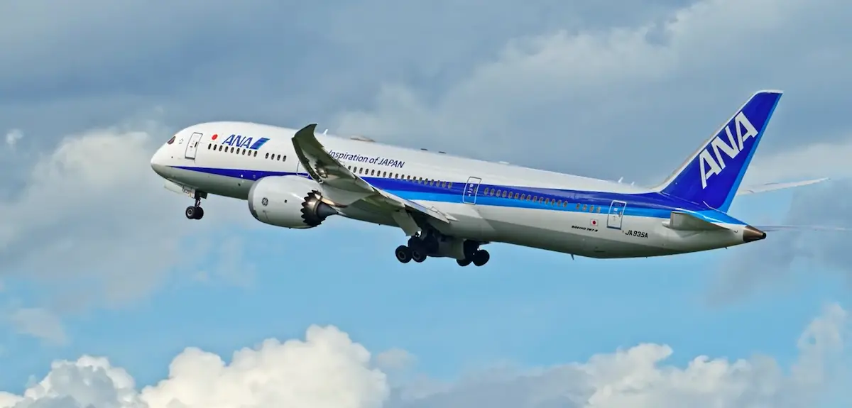 Plane taking off, symbolising international travel and global business expansion